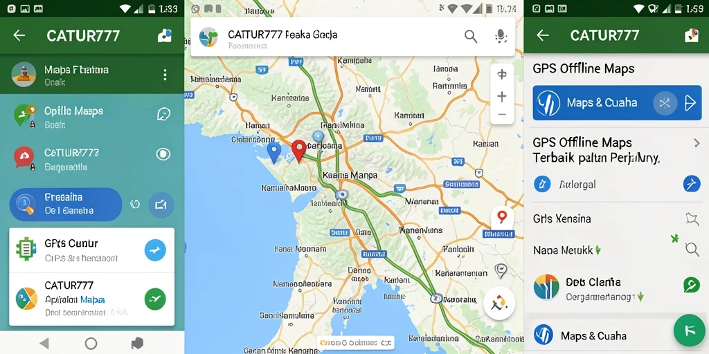 Tampilan antarmuka CATUR777 yang memudahkan navigasi GPS Offline Maps.