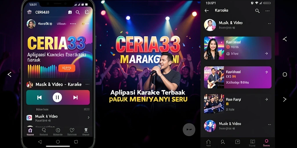 Tampilan antarmuka CERIA33 dengan fitur Karaoke yang menarik.