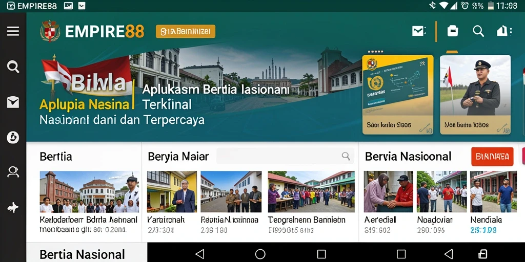 Tampilan antarmuka EMPIRE88 dengan berita nasional terkini.