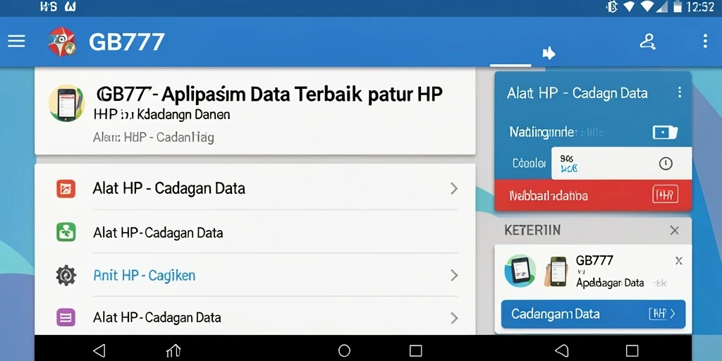 Tampilan antarmuka GB777 untuk pencadangan data yang mudah digunakan.