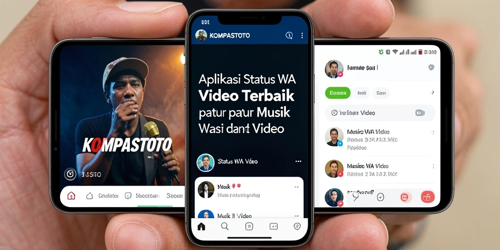 Tampilan antarmuka KOMPASTOTO dengan berbagai pilihan Status WA Video.