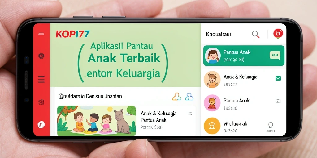 Antarmuka KOPI77 dengan fitur Pantau Anak yang intuitif.