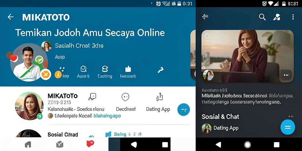 Antarmuka MIKATOTO menunjukkan fitur kencan yang modern dan interaktif.