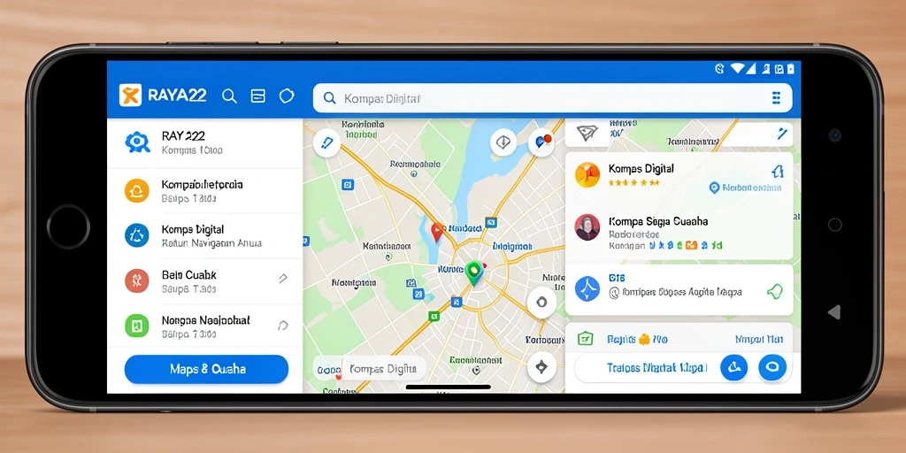 Tampilan antarmuka RAYA22 saat digunakan sebagai kompas digital.